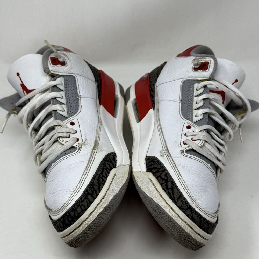 Nike Air Jordan 3 Retro Sneakers Mens 9 Fire Red White Cement Black Shoes - Picture 6 of 16